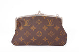 Authentic LOUIS VUITTON Monogram Canvas Vintage French Kiss Lock Coin Purse