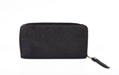 Authentic Louis Vuitton Black Empreinte Leather Zippy Wallet