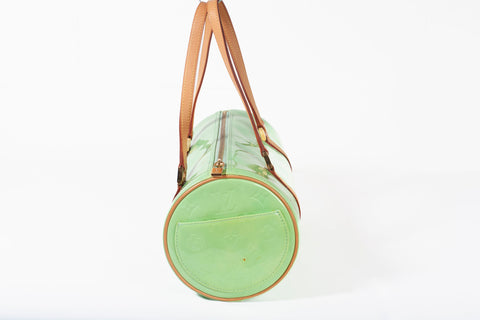 Authentic LOUIS VUITTON Monogram Green Bedford Vernis Papillon 30 Handbag