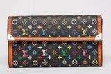 Authentic Louis Vuitton X Takashi Murakami Black Monogram Multicolore Canvas Wallet