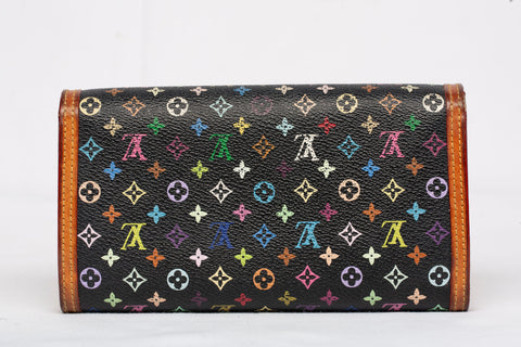 Authentic Louis Vuitton X Takashi Murakami Black Monogram Multicolore Canvas Wallet