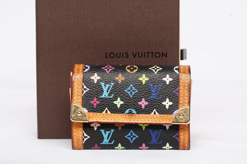 Authentic Louis Vuitton Multicolore Porte Monnaie Plat Coin Purse White