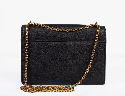 Authentic Black Louis Vuitton Monogram Empreinte Rosy Wallet On Chain