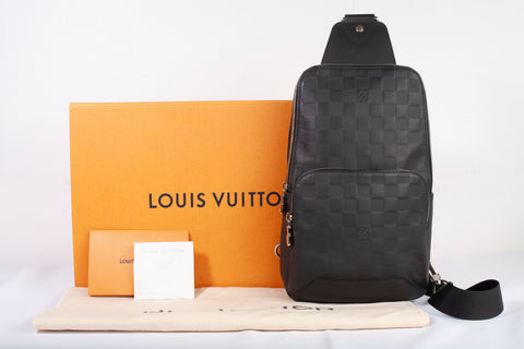 Authentic Black Louis Vuitton Damier Infini Avenue Sling Bag