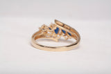 14k Yellow Gold Marquise Cut Sapphire with Diamond Accents Bypass Ring