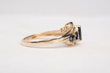 14k Yellow Gold Marquise Cut Sapphire with Diamond Accents Bypass Ring