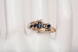 14k Yellow Gold Marquise Cut Sapphire with Diamond Accents Bypass Ring