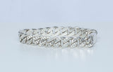 Mens .925 Sterling Silver Diamond Cut Cuban Link Style Bracelet Size 8"