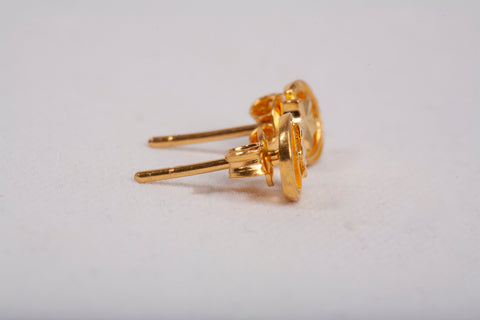 Ladies 22k Yellow Gold Crescent Moon and Star Stud Earrings