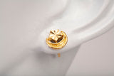 Ladies 22k Yellow Gold Crescent Moon and Star Stud Earrings