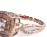 Ladies 14k Rose Gold Morganite with Diamond Accents Engagement Ring Size 8