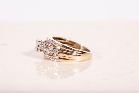 10k Yellow Gold Multi-Cut Diamond Engagement Ring