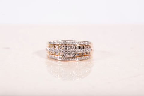 10k Yellow Gold Multi-Cut Diamond Engagement Ring