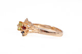 Ladies 14k Yellow Gold Multistone Leaf Design Ring