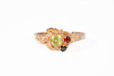 Ladies 14k Yellow Gold Multistone Leaf Design Ring