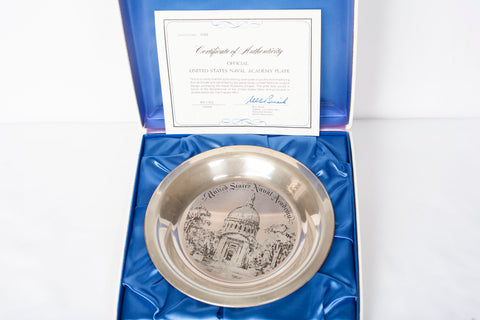 Limited Edition 1975 .925 Sterling Silver Official United States Naval Academy Plate 8" COA