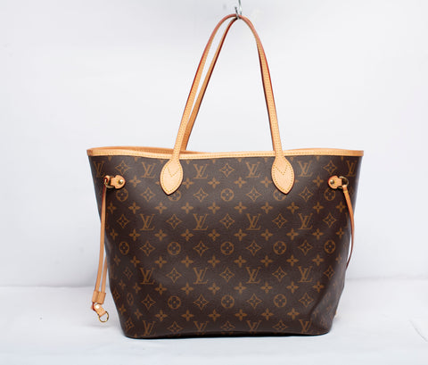 Authentic Louis Vuitton Monogram Canvas Neverfull MM Peony Handbag