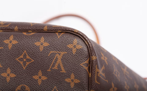 Authentic Louis Vuitton Monogram Canvas Neverfull MM Peony Handbag