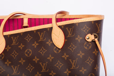 Authentic Louis Vuitton Monogram Canvas Neverfull MM Peony Handbag