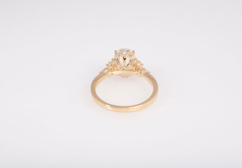 New Oval Cut Lab Grown Diamond 2.72 TCW Snowdrift Sett. Engagement Ring 14k Yellow G old