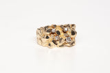 Men's 14k Yellow Gold Diamond Accent Nugget Style Ring Size 8.5