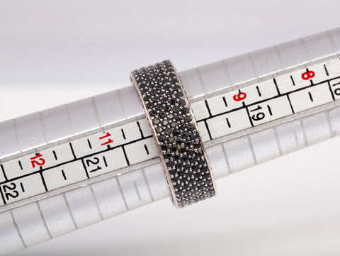 Men's 14k White Gold Wide Band Onyx Accent Ring