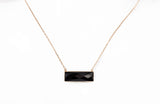 Ladies 14k Yellow Gold Black Onyx Bar Necklace 18''