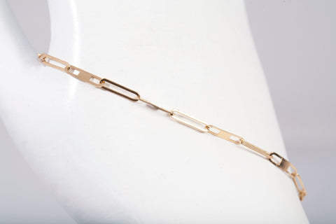 Ladies 18k Yellow Gold Paperclip Style Bracelet