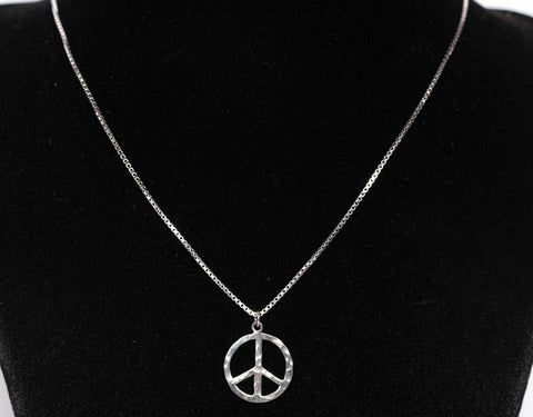 Dainty Sterling Silver .925 Peace Necklace 16"