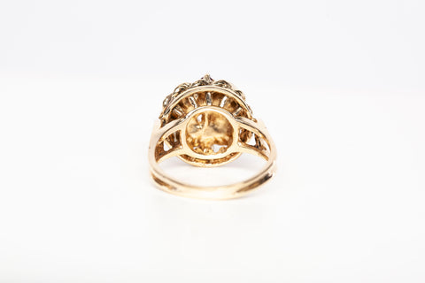 Ladies Vintage 14k Yellow Gold Freshwater Pearl & Ruby Ring