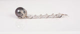 Ladies 14k White Gold Tahitian Pearl and Diamond Dangle Earrings