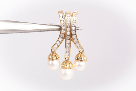 Ladies 14k Yellow Gold Diamond Accent Pearl Enhancer Pendant 0.28CTW