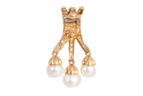 Ladies 14k Yellow Gold Diamond Accent Pearl Enhancer Pendant 0.28CTW