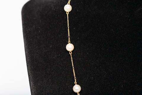 Ladies 18k Yellow Gold Pearl by the Yard 18'' Necklace