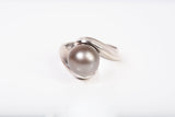 Ladies 14k White Gold Tahitian Pearl Ring Size 6