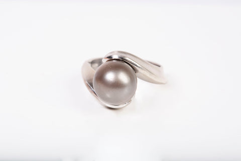 Ladies 14k White Gold Tahitian Pearl Ring Size 6