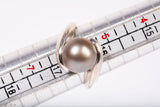 Ladies 14k White Gold Tahitian Pearl Ring Size 6