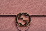 Authentic Pink Gucci GG Interlocking Wallet on Chain Shoulder Bag