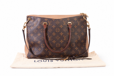 Authentic Louis Vuitton Brown Monogram Canvas Pallas Tote Bag