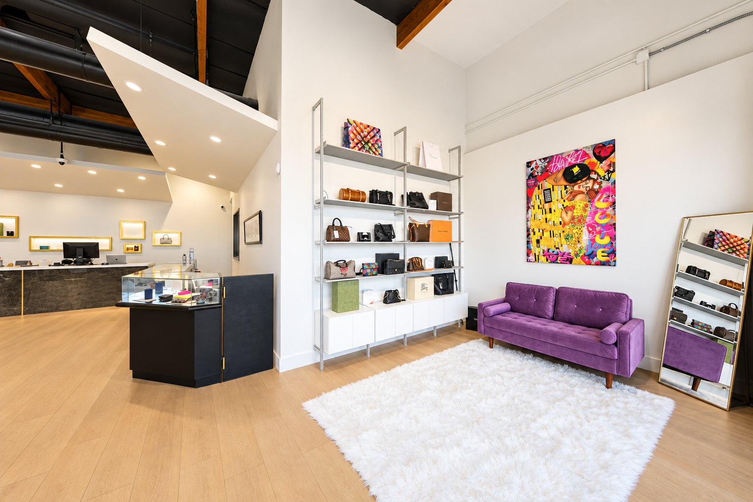 Posh Pawn showroom with designer handbags
