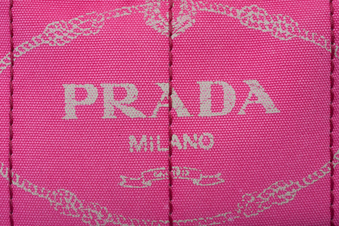 Authentic Pink Prada Canapa Small Logo Tote Bag