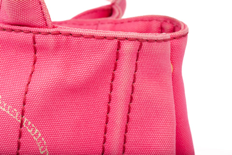 Authentic Pink Prada Canapa Small Logo Tote Bag