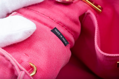Authentic Pink Prada Canapa Small Logo Tote Bag