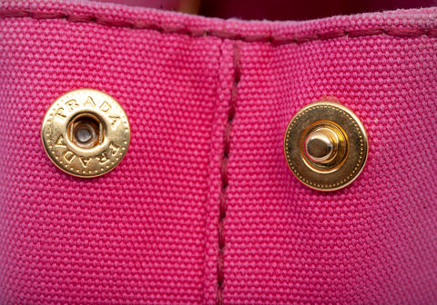 Authentic Pink Prada Canapa Small Logo Tote Bag