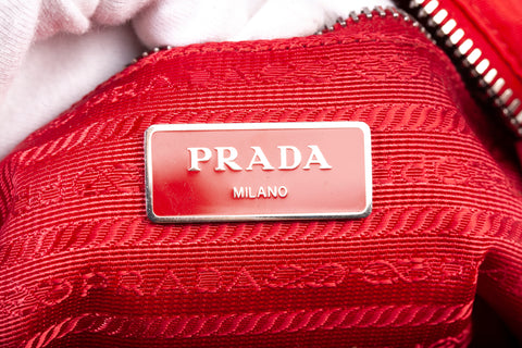 Authentic Ladies Red Prada Quilted Tesstuto Impuntu Mini Backpack