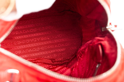 Authentic Ladies Red Prada Quilted Tesstuto Impuntu Mini Backpack