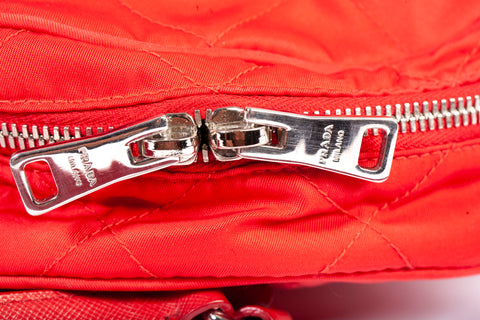 Authentic Ladies Red Prada Quilted Tesstuto Impuntu Mini Backpack