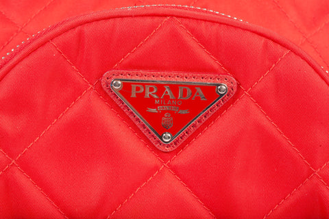 Authentic Ladies Red Prada Quilted Tesstuto Impuntu Mini Backpack