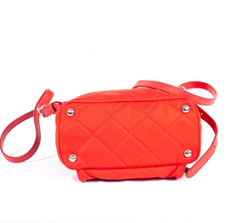 Authentic Ladies Red Prada Quilted Tesstuto Impuntu Mini Backpack