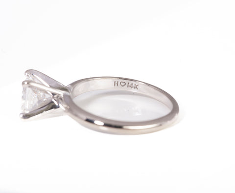 Ladies 14k White 1.03 CT Gold Princess Cut Lab Grown Diamond Engagement Ring